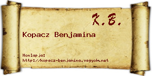 Kopacz Benjamina névjegykártya